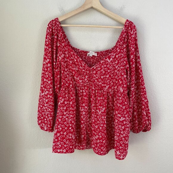 Loft Womens Plus 16 Heart Cinched Sweetheart Neck Blouse Shirt Top - Picture 8 of 12